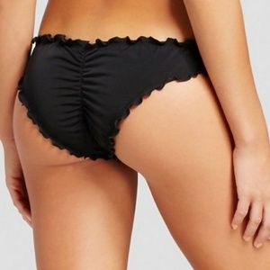 Victorias Secret Ruffle Cheeky Black Bikini Bottoms